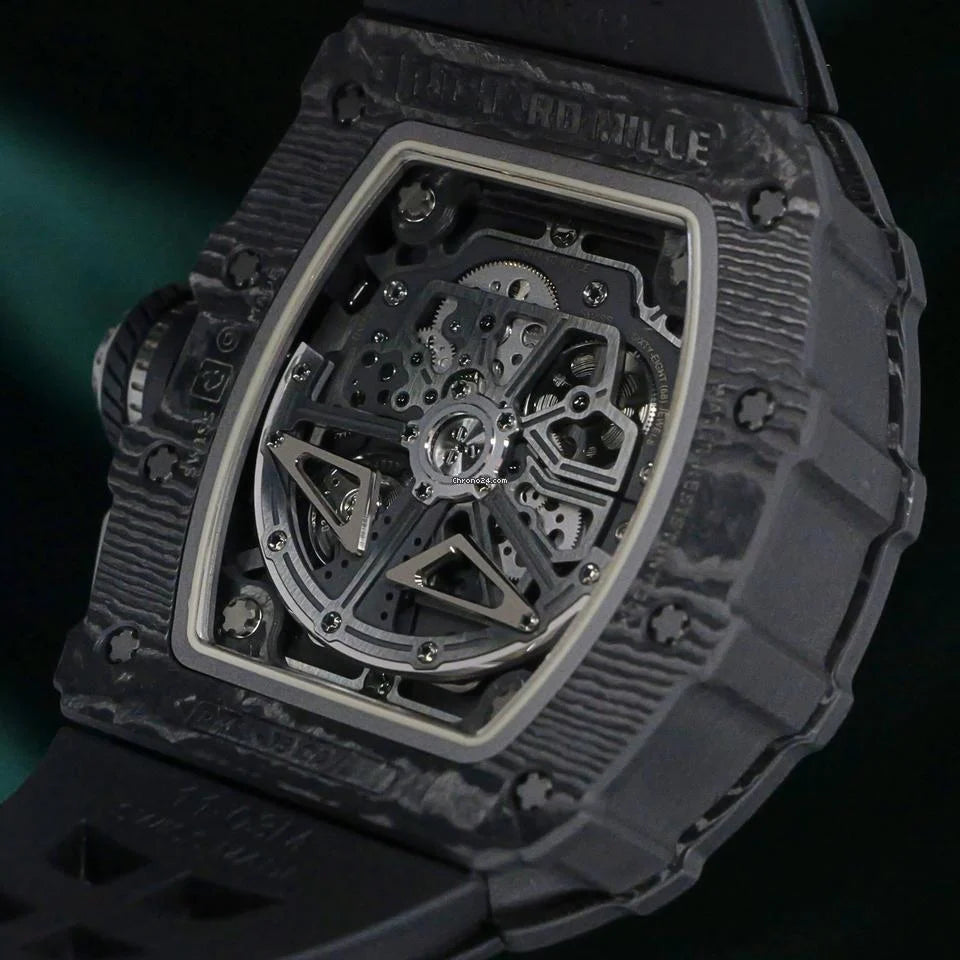 Richard Mille RM 011 MINT FULL SET Carbon Fiber Titanium Flyback Carbon Bezel Skeleton Dial RM11-03