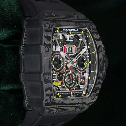 Richard Mille RM 011 MINT FULL SET Carbon Fiber Titanium Flyback Carbon Bezel Skeleton Dial RM11-03