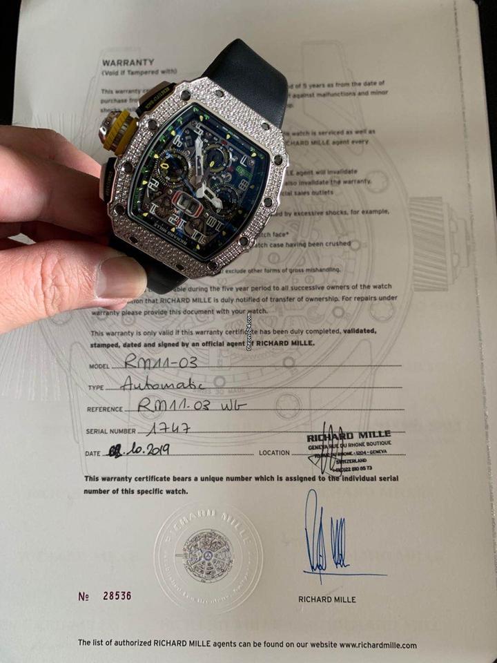 Richard Mille RM 011 11-03 White Gold Diamond Original Factory limited 4 globally Condition: Like new & unworn | Year of production 2019 | Original box | Original papers