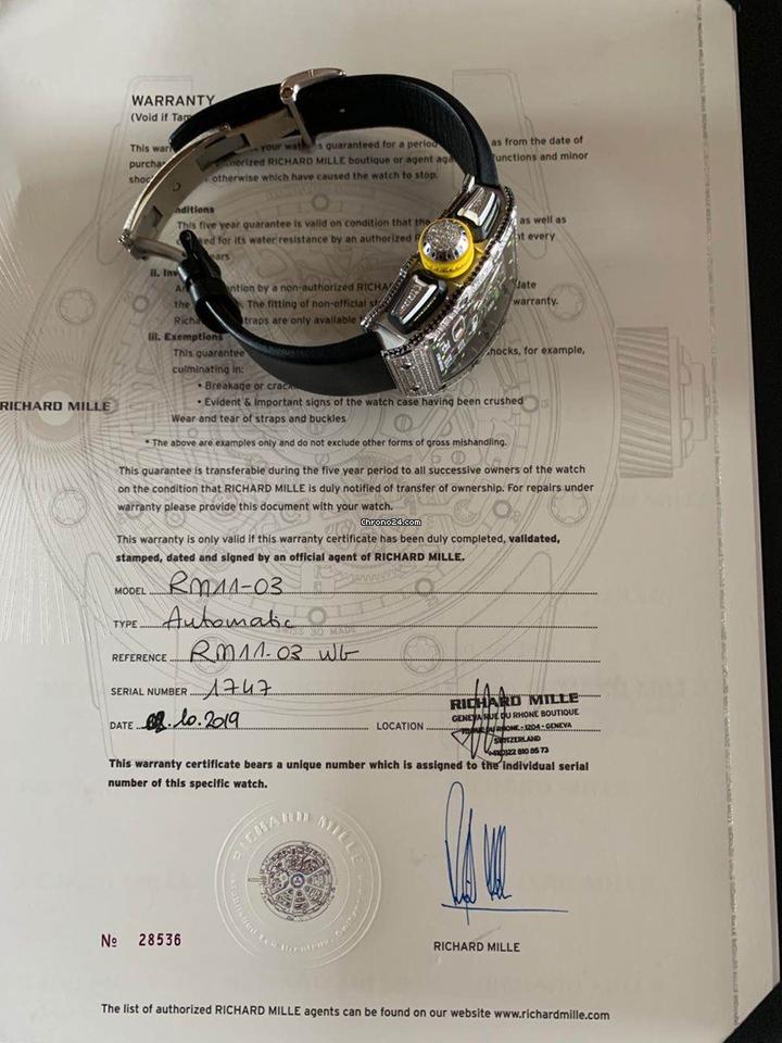 Richard Mille RM 011 11-03 White Gold Diamond Original Factory limited 4 globally Condition: Like new & unworn | Year of production 2019 | Original box | Original papers
