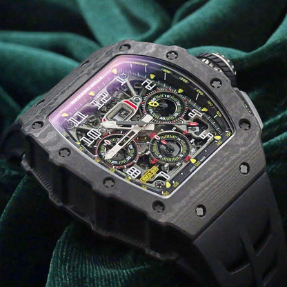 Richard Mille RM 011 MINT FULL SET Carbon Fiber Titanium Flyback Carbon Bezel Skeleton Dial RM11-03