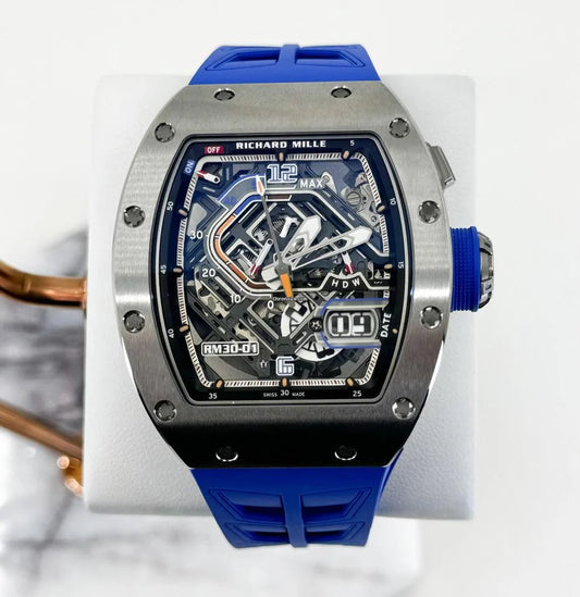 Richard Mille RM 030 Automatic Declutchable Rotor Blue Strap RM 30-01 Condition: New | Original box | Original papers