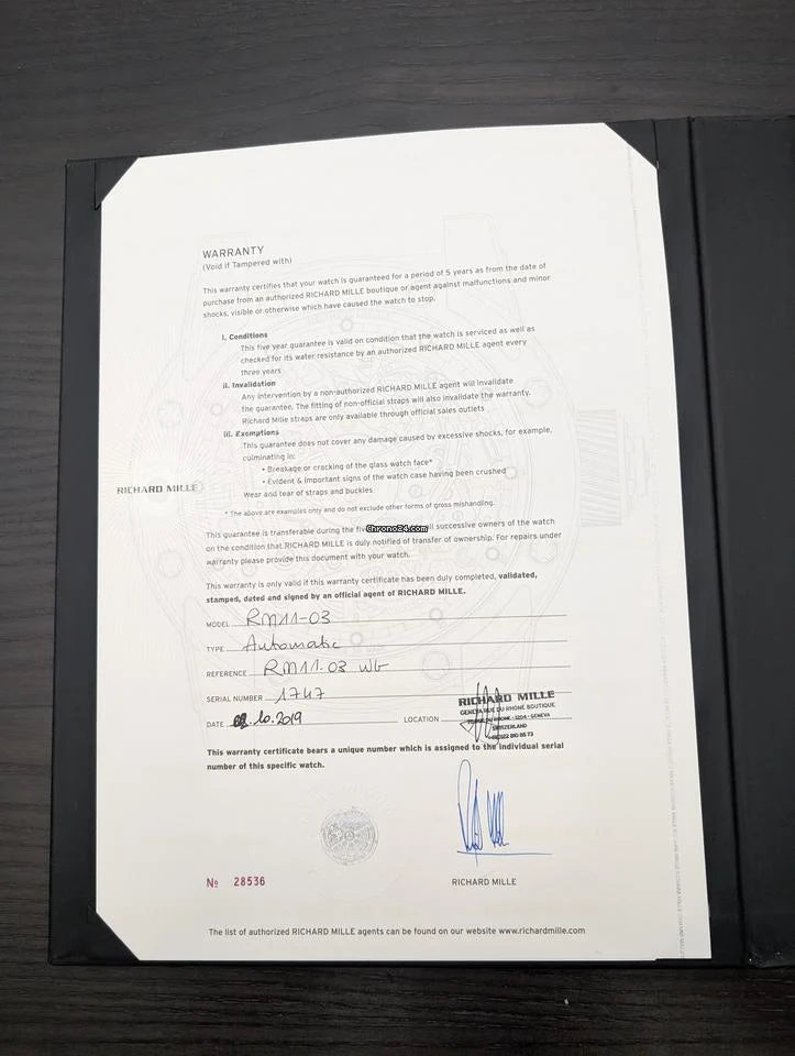Richard Mille RM 011 11-03 White Gold Diamond Original Factory limited 4 globally Condition: Like new & unworn | Year of production 2019 | Original box | Original papers