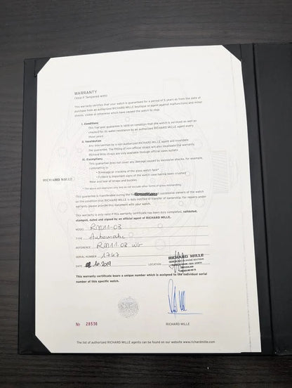 Richard Mille RM 011 11-03 White Gold Diamond Original Factory limited 4 globally Condition: Like new & unworn | Year of production 2019 | Original box | Original papers